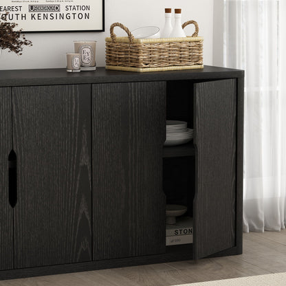 Rivington Sideboard in dark wood finish with woven basket and candles on top on Tampa Home & Garden Store