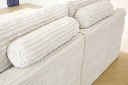 Fannin ivory sectional with ottoman, ribbed upholstery by Unique Piece Furniture on Tampa Home & Garden Store