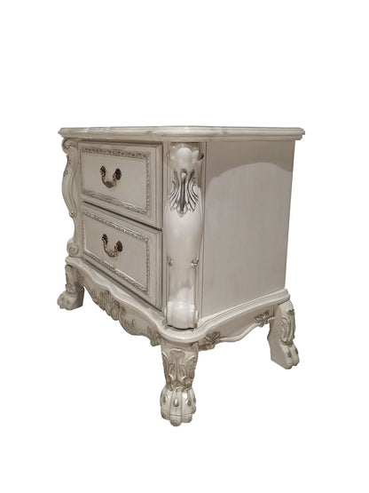 Dresden II Nightstand White by HouseOfZazla, rococo carved legs and ornate drawers on Tampa Home & Garden Store