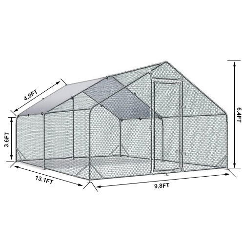 Large Metal Chicken Coop and Waterproof Cover