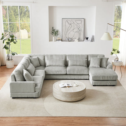 U-shaped gray stationary sectional sofa with chaise lounge by HouseOfZazla on Tampa Home & Garden Store