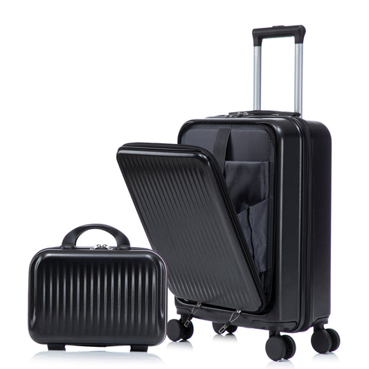 14' & 20' ABS spinner wheel luggage set with cosmetic case by HouseOfZazla in black on Tampa Home & Garden Store