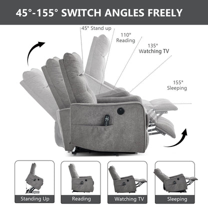 Comfortmax Lift Recliner Chair by HouseOfZazla in gray fabric with remote pocket on Tampa Home & Garden Store