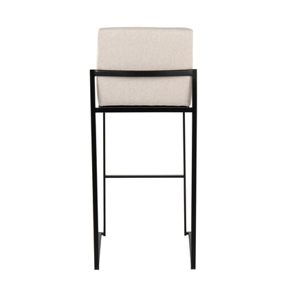 Beige upholstered barstool with black metal frame, contemporary design on Tampa Home & Garden Store