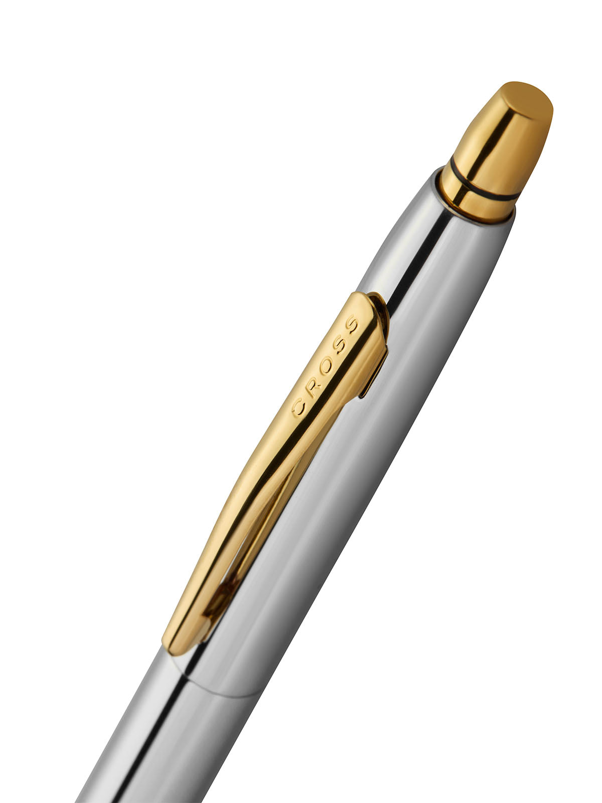 Click Medalist ballpoint pen by A.T. Cross, two-tone chrome body with gold clip on Tampa Home & Garden Store