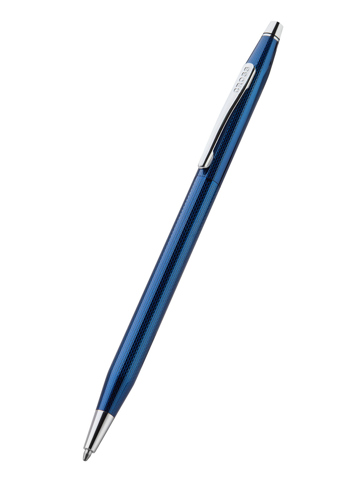 Classic Century cobalt blue engraved diamond-pattern ballpoint pen by A.T. Cross with clip on Tampa Home & Garden Store