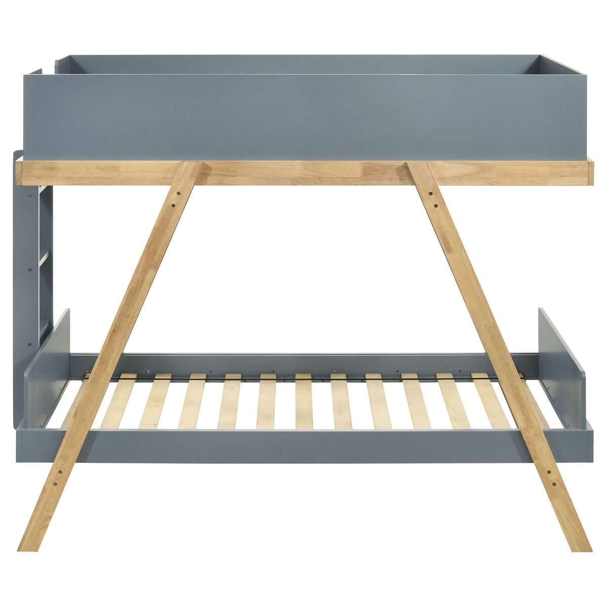 Hicks Bunk Bed by HouseOfZazla in blue-gray metal frame with natural wood ladders on Tampa Home & Garden Store