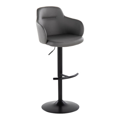 Contemporary adjustable barstool with swivel, dark gray faux leather seat and T-footrest on Tampa Home & Garden Store
