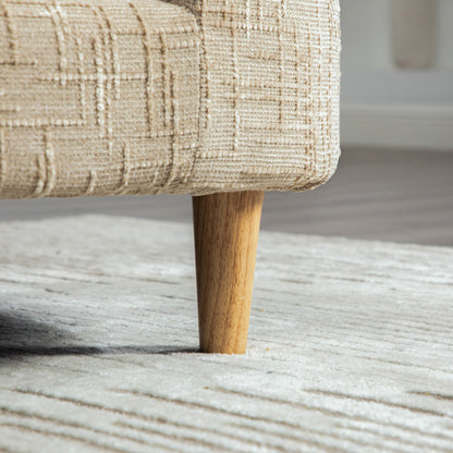 End of bed bench beige textured upholstery, 77.17in wide, wooden leg by HouseOfZazla on Tampa Home & Garden Store