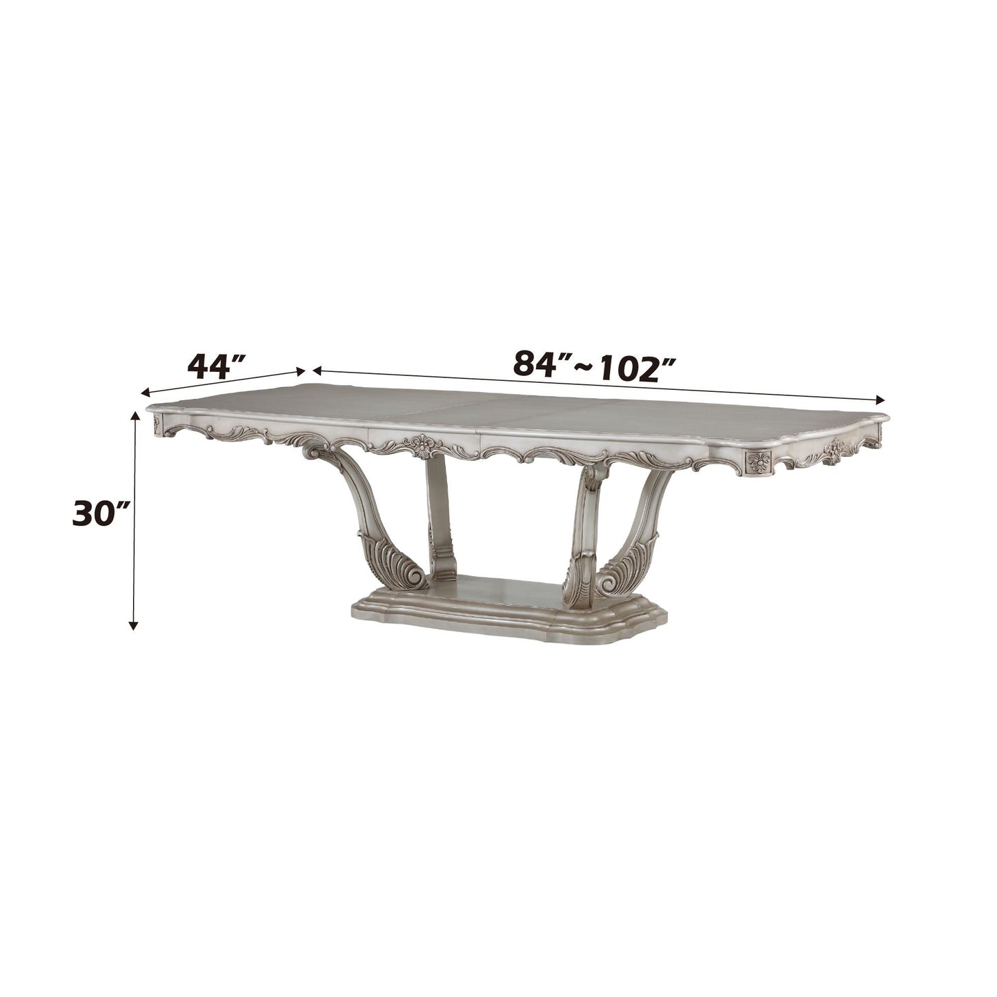 Gorsedd Dining Table gold finish with extendable, ornate carved legs on Tampa Home & Garden Store