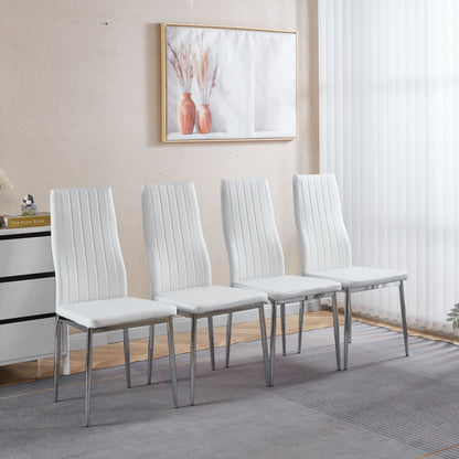 Minimalist Design Dining Chair set of 4 white chairs with chrome legs on Tampa Home & Garden Store