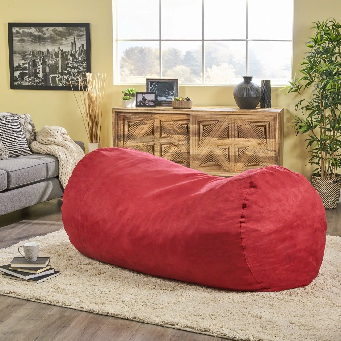 Jasper Traditional Cylindrical Suede Bean Bag