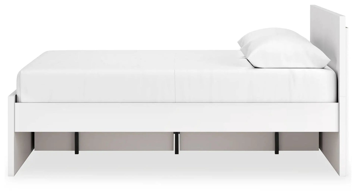Onita Panel Platform Bed white finish with built-in under-bed storage drawers on Tampa Home & Garden Store