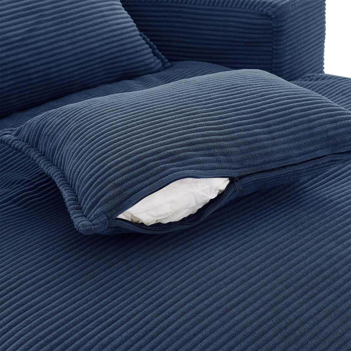 Swivel barrel chair with cushion and pillows, navy corduroy upholstery, HouseOfZazla on Tampa Home & Garden Store