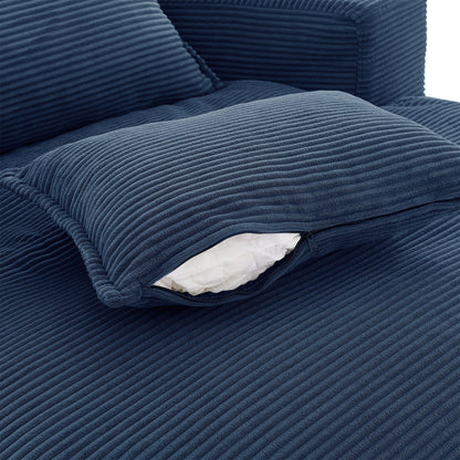 Swivel barrel chair with cushion and pillows, navy corduroy upholstery, HouseOfZazla on Tampa Home & Garden Store