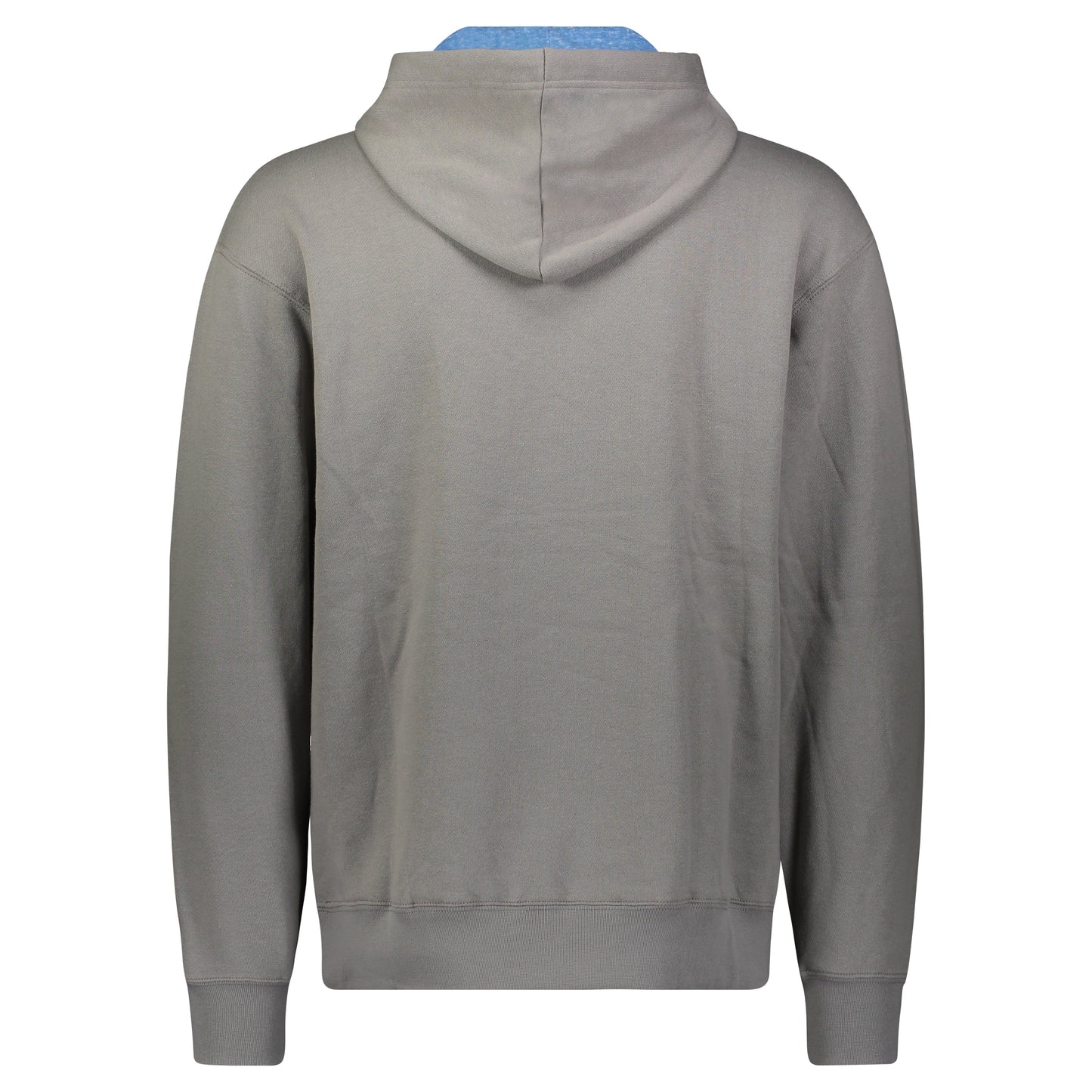 USA Georges Bank Hoodie back view gray hoodie with attached hood and blue neck display on Tampa Home & Garden Store