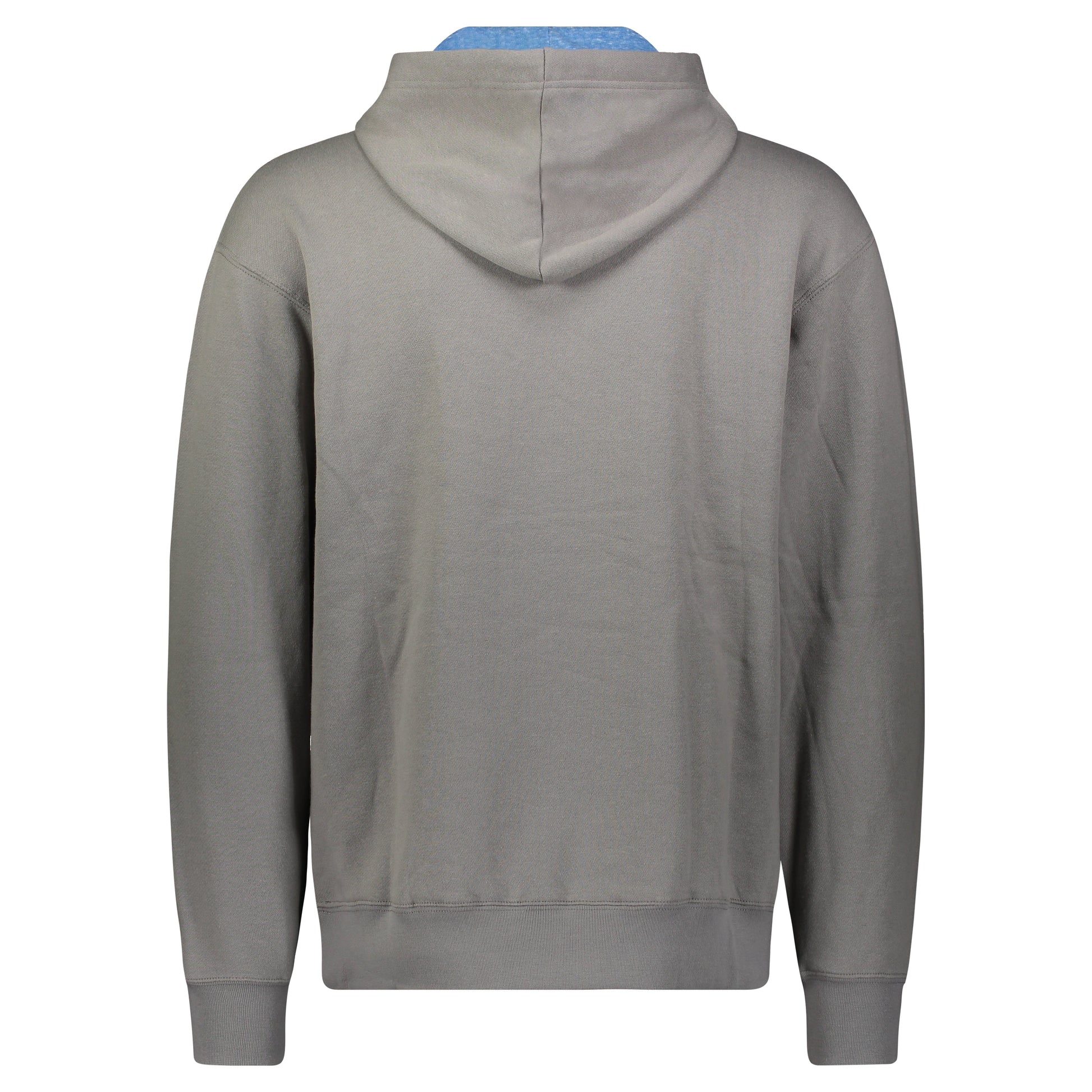 USA Georges Bank Hoodie back view gray hoodie with attached hood and blue neck display on Tampa Home & Garden Store