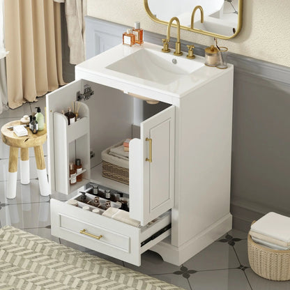 Bathroom Vanity With Sink, 1 divided drawer and 2 soft-close doors, double shelf on Tampa Home & Garden Store