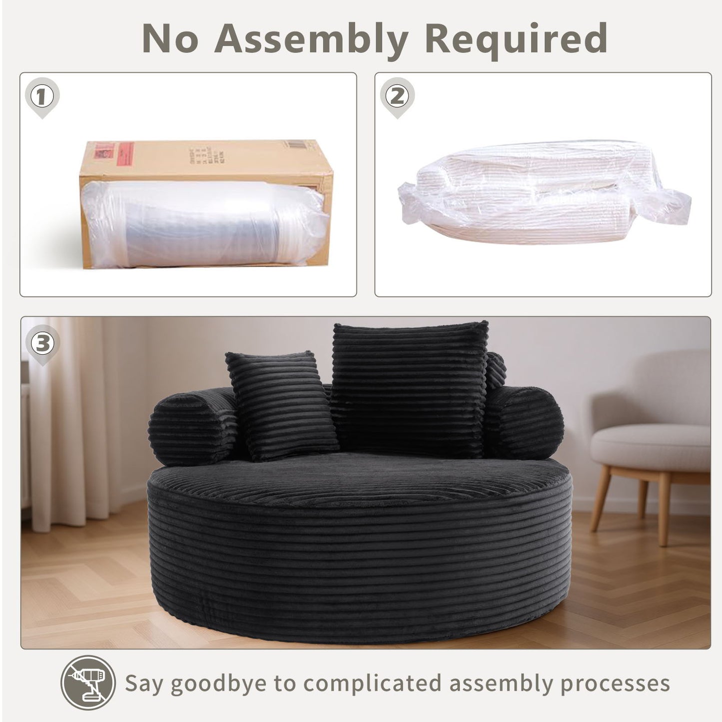 Round Sofa Bed and Pillows for the Living Room