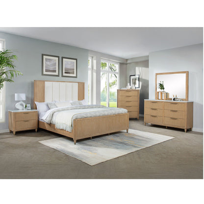Modern High Headboard Bed And Wood Finish