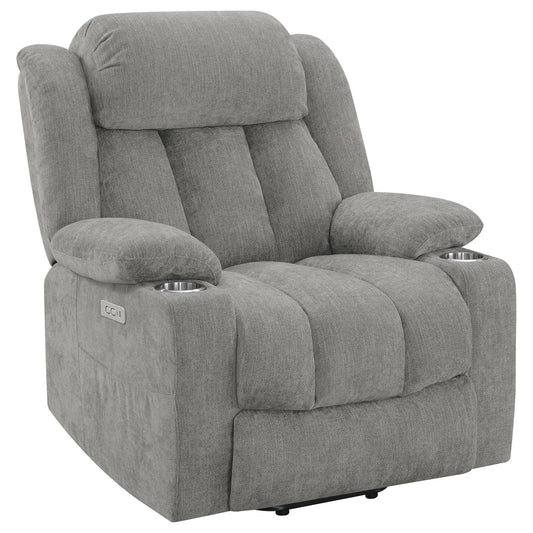 Beca power lift recliner with cupholders and USB charging gray fabric by Unique Piece Furniture on Tampa Home & Garden Store