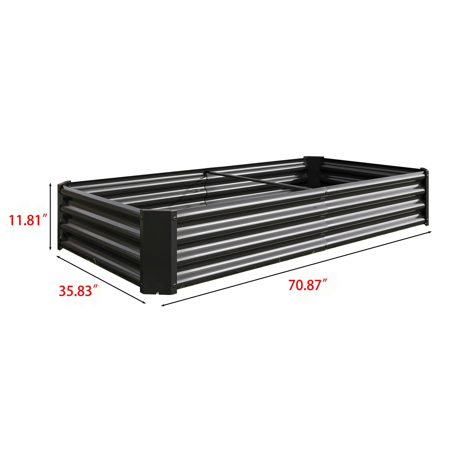 Garden Bed Outdoor 6×3×1 ft metal planter with dark gray corrugated panels HouseOfZazla on Tampa Home & Garden Store