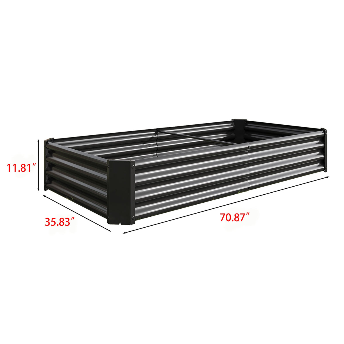 Garden Bed Outdoor 6×3×1 ft metal planter with dark gray corrugated panels HouseOfZazla on Tampa Home & Garden Store