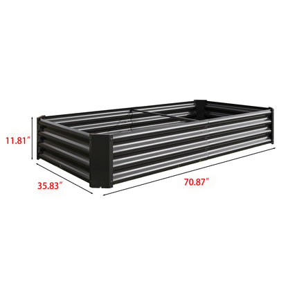 Garden Bed Outdoor 6×3×1 ft metal planter with dark gray corrugated panels HouseOfZazla on Tampa Home & Garden Store