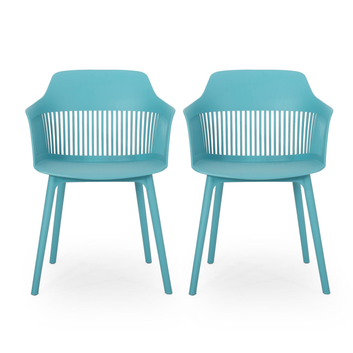 HouseOfZazla Dahlia chair set of 2 turquoise outdoor chairs with slotted back design on Tampa Home & Garden Store