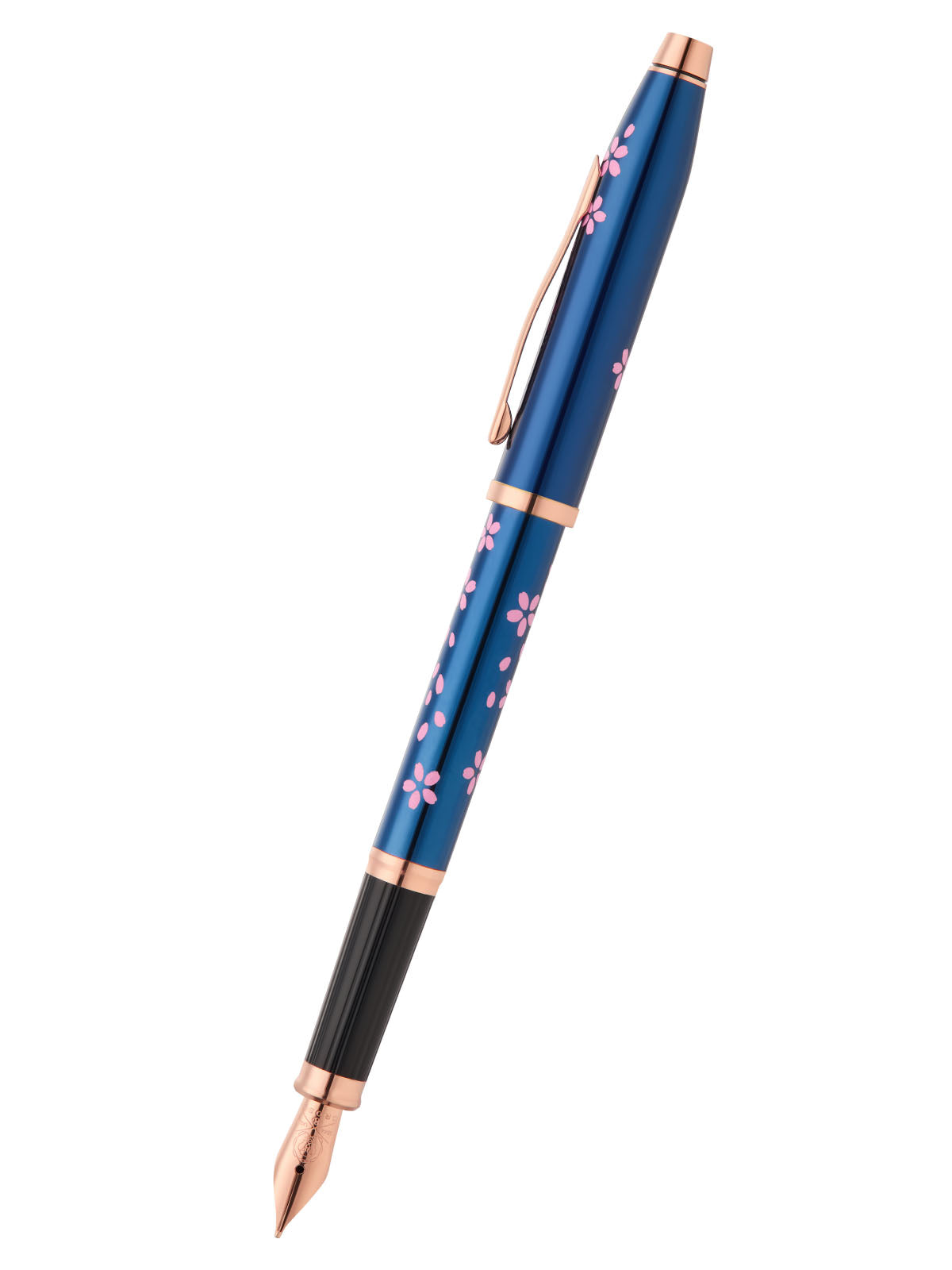 A.T. Cross Century II Cherry Blossom blue lacquer fountain pen with pink rose-gold trim nib on Tampa Home & Garden Store
