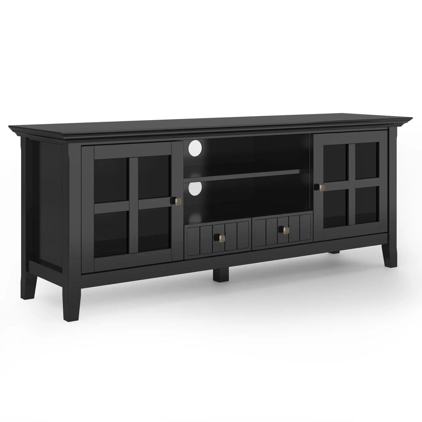 Acadian Media Stand with Glass Doors and Drawers