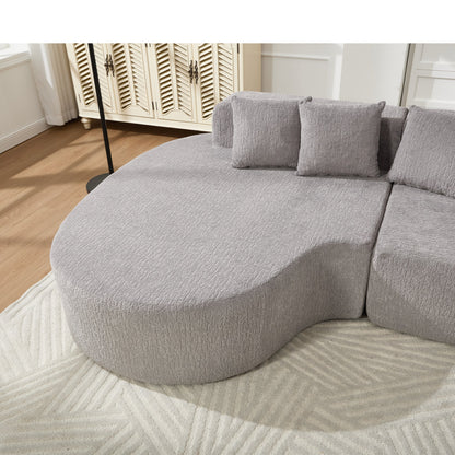 Curved Chenille Sectional Sofa and Pillows