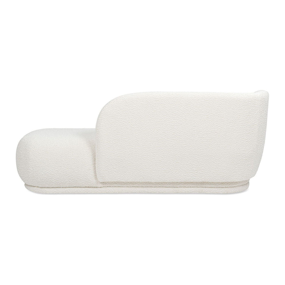 Ivory white modern rounded chaise lounge in faux sheepskin upholstery by HouseOfZazla on Tampa Home & Garden Store