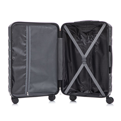 3-piece spinner luggage set HouseOfZazla in black with gray interior, 20/24/28in, mesh divider and cross straps, combo lock on Tampa Home & Garden Store