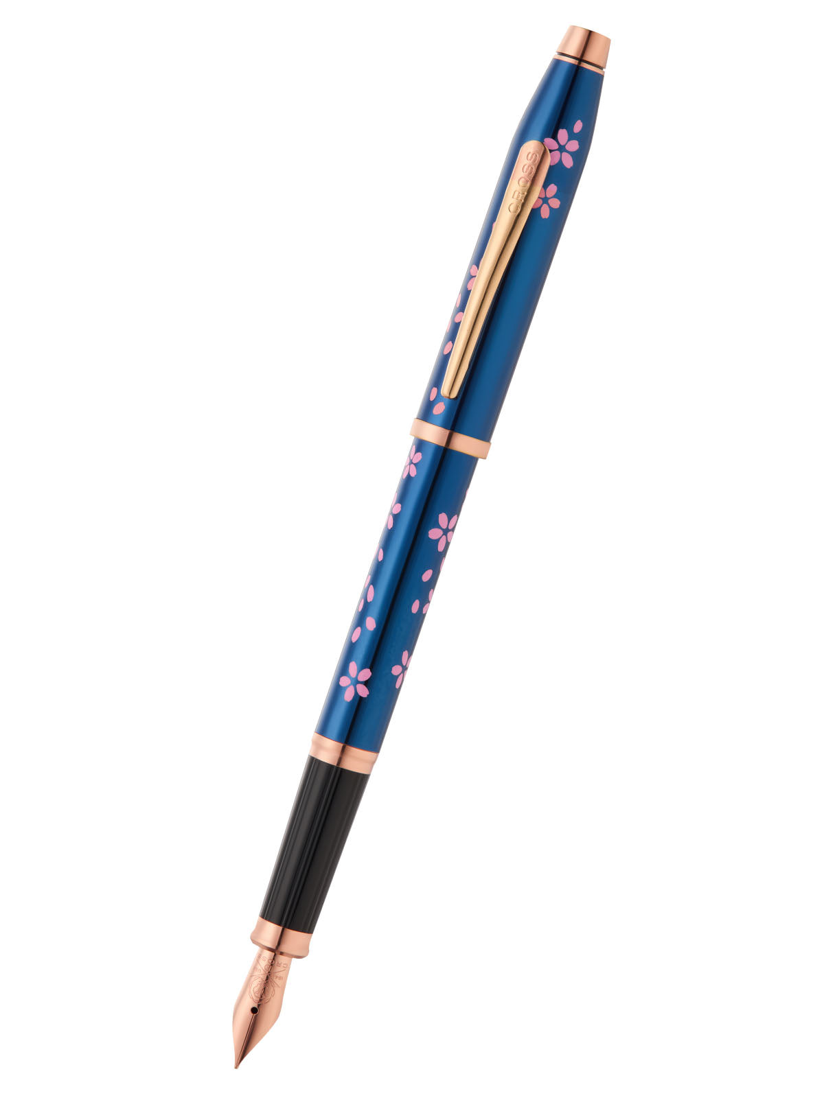 A.T. Cross Century II Cherry Blossom blue fountain pen with pink blossoms and rosegold trim on Tampa Home & Garden Store