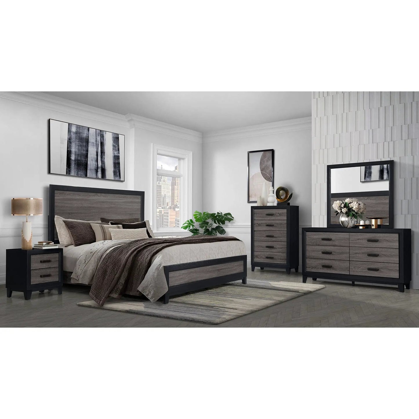 Soluto Queen Bed 5 Piece Set in Urban Farmhouse