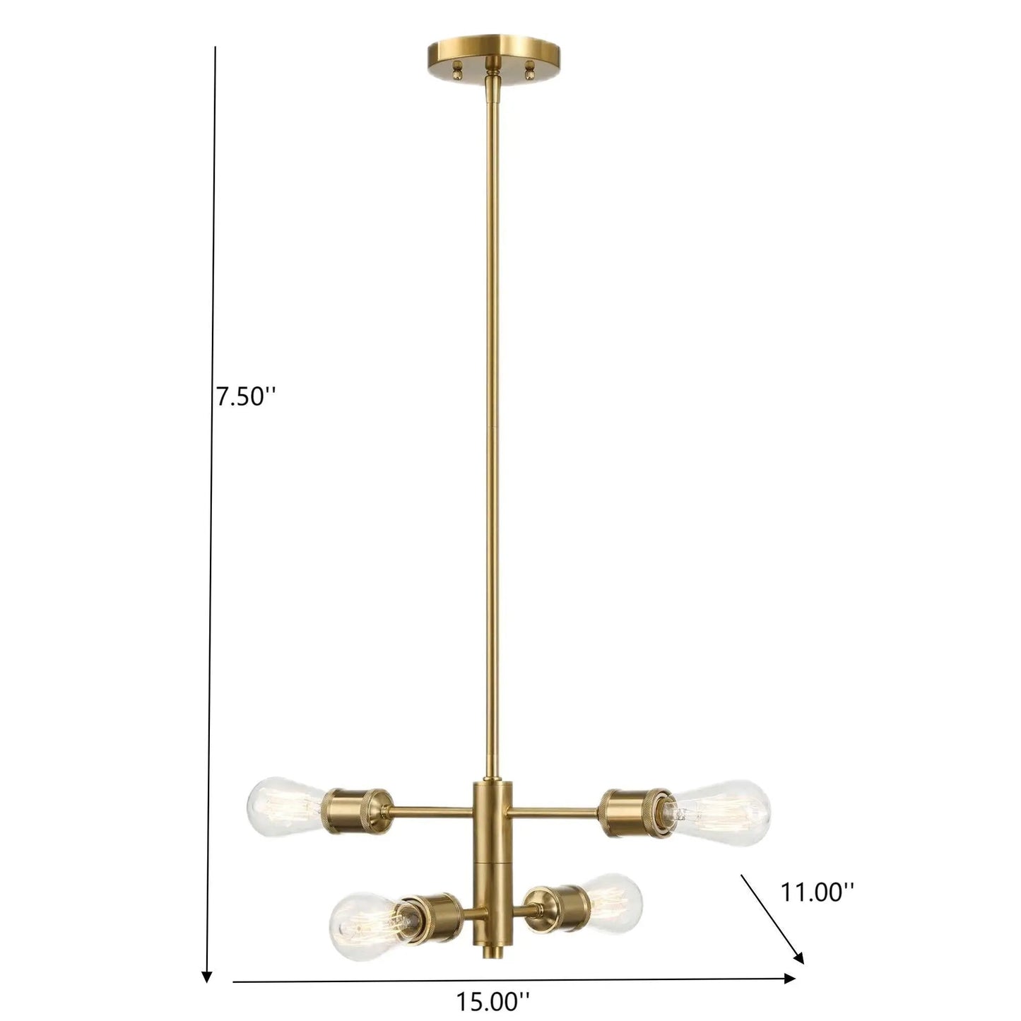 Chandelier Trellis 4-light gold fixture with clear Edison bulbs Unique Piece Furniture on Tampa Home & Garden Store