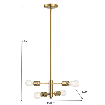 Chandelier Trellis 4-Light Modern Gold with clear Edison bulbs by HouseOfZazla on Tampa Home & Garden Store