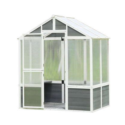 White Wooden And Polycarbonate Walk In Greenhouse