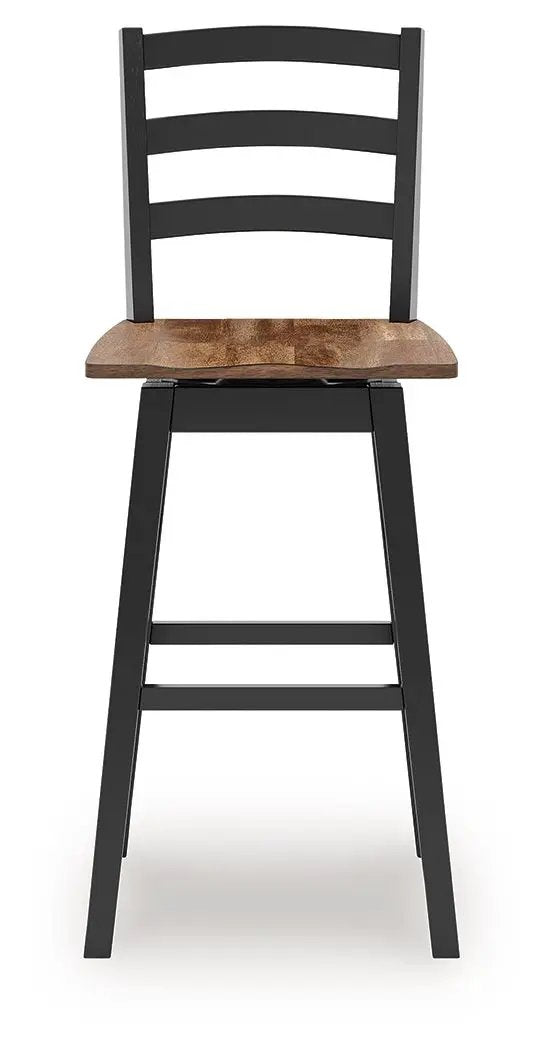 Wildenauer Swivel Stool set of 2, black metal frame with wood seat on Tampa Home & Garden Store