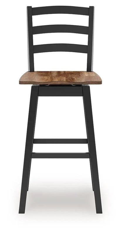 Wildenauer Swivel Stool set of 2, black metal frame with wood seat on Tampa Home & Garden Store