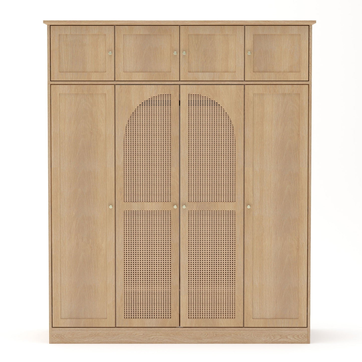 HouseOfZazla 8-Door wooden armoire in light oak with knobs and perforated panels on Tampa Home & Garden Store