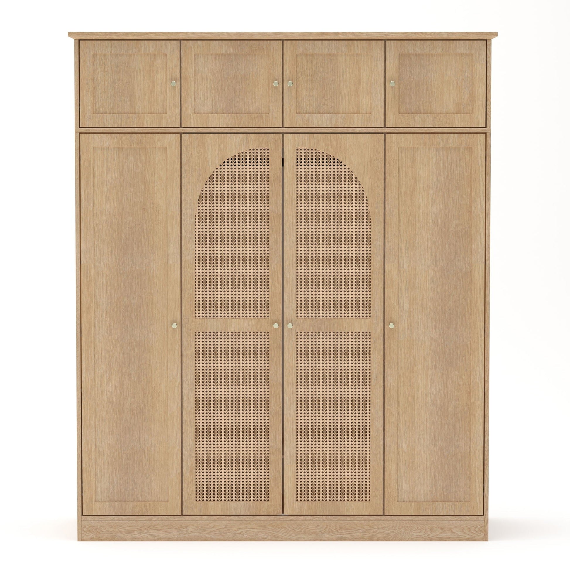HouseOfZazla 8-Door wooden armoire in light oak with knobs and perforated panels on Tampa Home & Garden Store