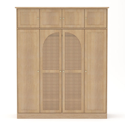 HouseOfZazla 8-Door wooden armoire in light oak with knobs and perforated panels on Tampa Home & Garden Store