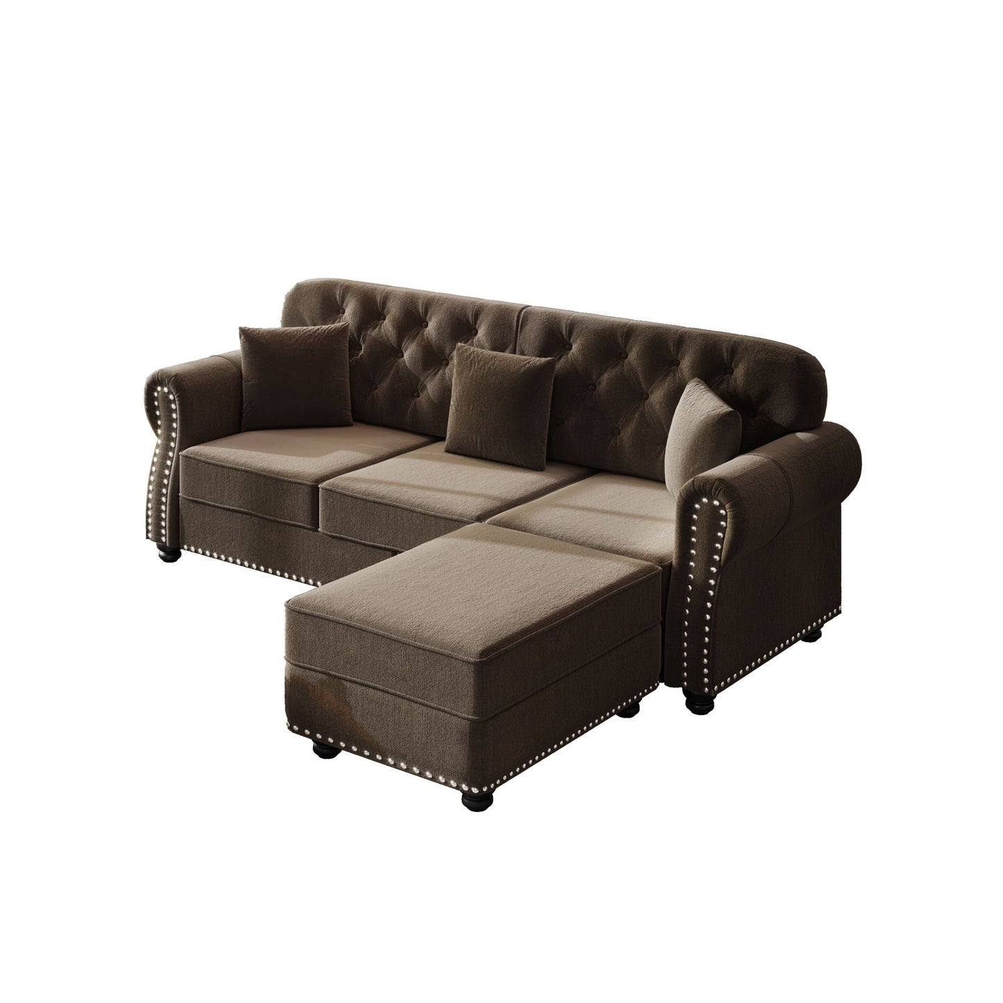 Upholstered Sofa Set with Nailhead and Pillows