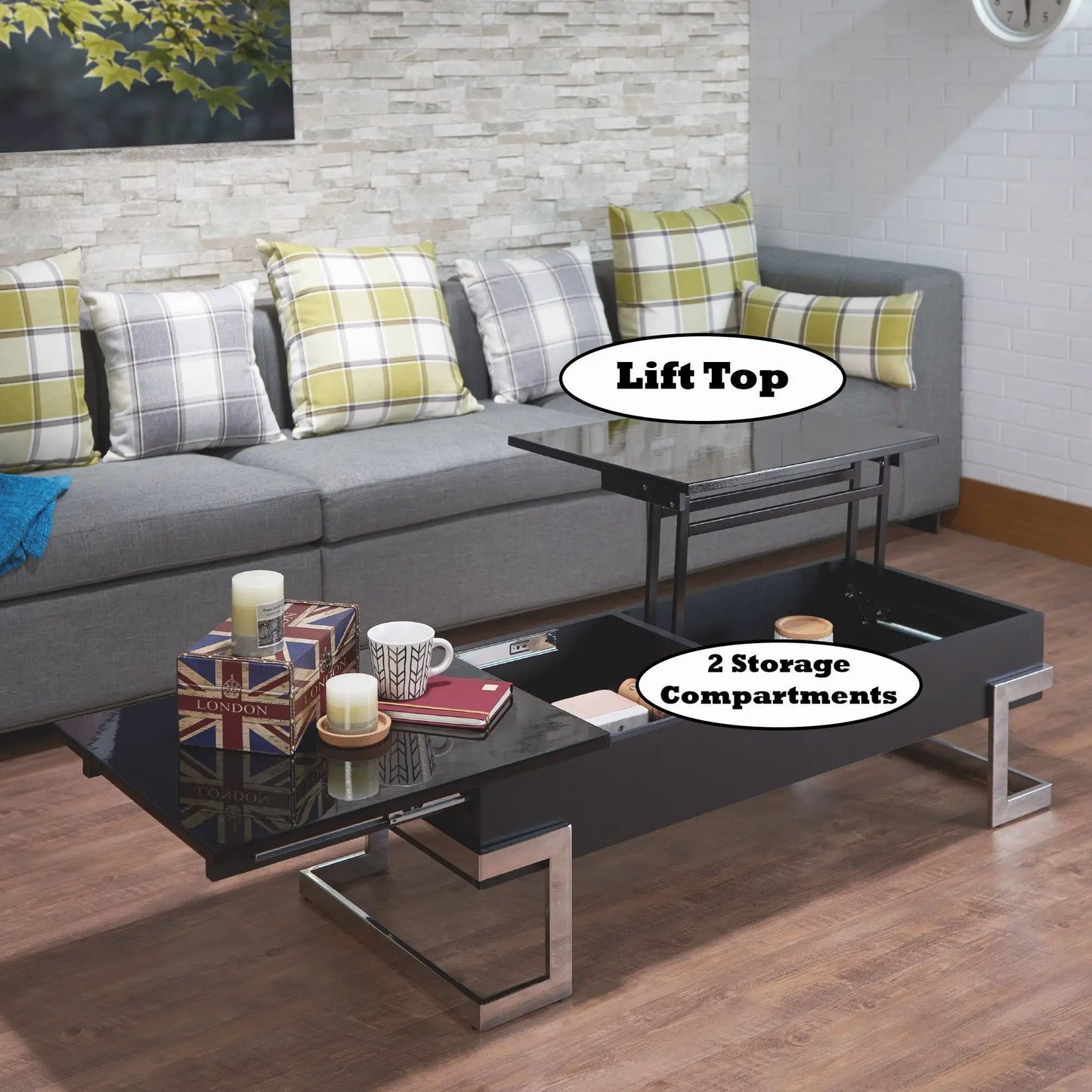 Calmam High Gloss Coffee Table With Lift Top