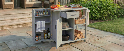 Outdoor Kitchen Island Fir Wood Prep Station with Stainless Steel Top by HouseOfZazla on Tampa Home & Garden Store