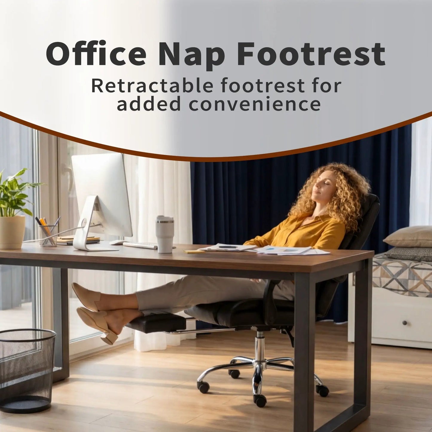 Executive office chair with foot rest, adjustable height, black swivel Unique Piece Furniture on Tampa Home & Garden Store