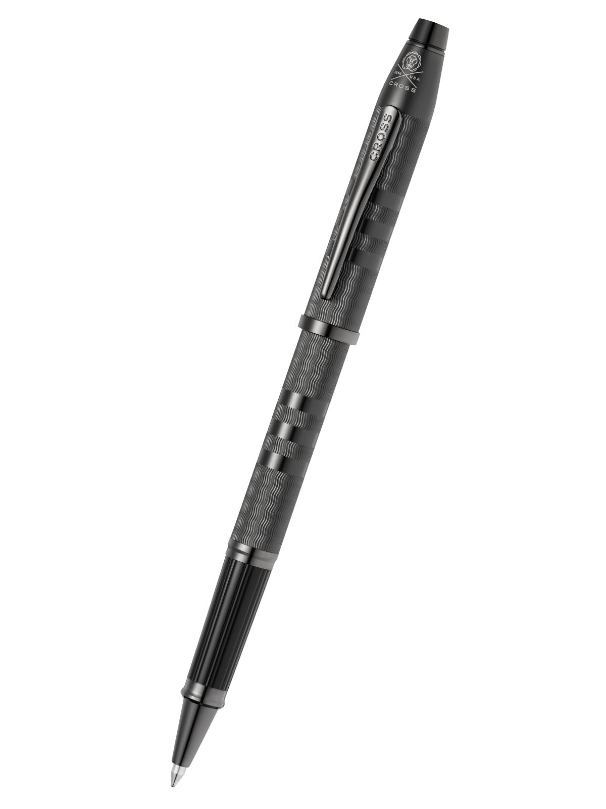 Century II Midnight Black rollerball pen by A.T. Cross with textured grip and silver clip on Tampa Home & Garden Store