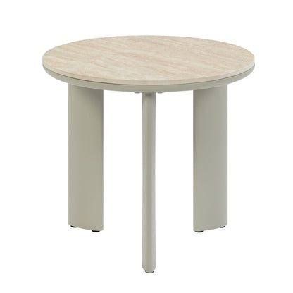 Ingram ceramic top coffee table by HouseOfZazla with beige marble top and four pale legs on Tampa Home & Garden Store